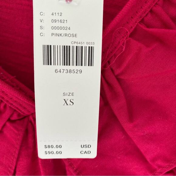 Anthropologie Ruffle Lace Collar V-Neck Pink Long Sleeve Top NWTs size XS - Picture 11 of 11